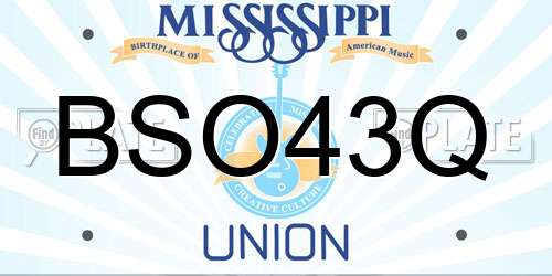 BSO43Q Mississippi License Plate