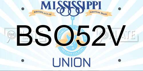 BSO52V Mississippi License Plate