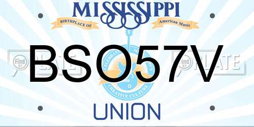 BSO57V Mississippi License Plate