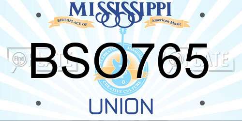 BSO765 Mississippi License Plate