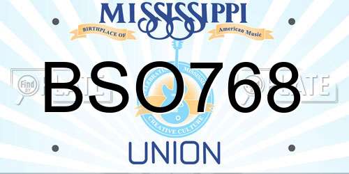 BSO768 Mississippi License Plate