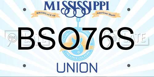 BSO76S Mississippi License Plate