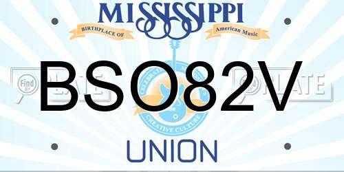 BSO82V Mississippi License Plate