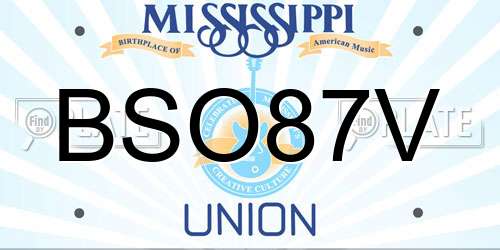 BSO87V Mississippi License Plate