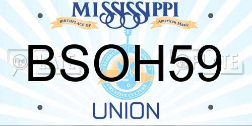 BSOH59 Mississippi License Plate
