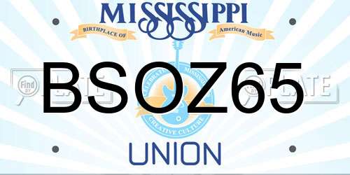 BSOZ65 Mississippi License Plate