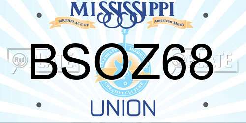 BSOZ68 Mississippi License Plate