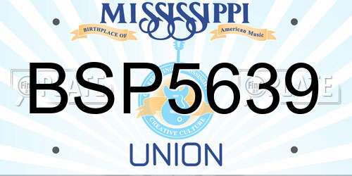BSP5639 Mississippi License Plate