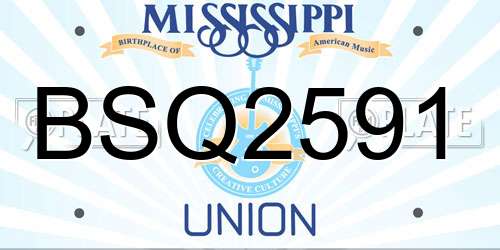 BSQ2591 Mississippi License Plate