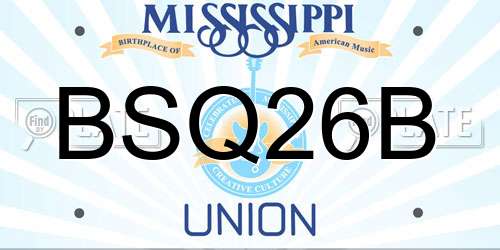 BSQ26B Mississippi License Plate