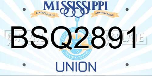 BSQ2891 Mississippi License Plate