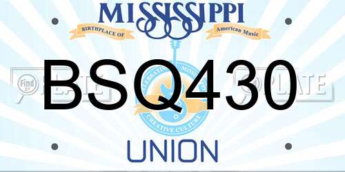 BSQ430 Mississippi License Plate