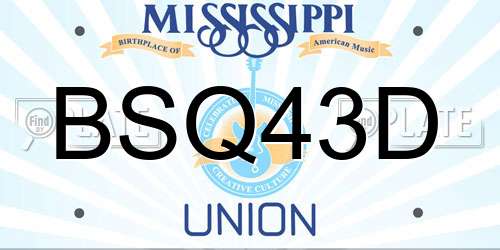 BSQ43D Mississippi License Plate