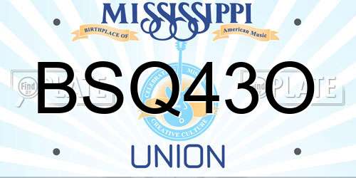 BSQ43O Mississippi License Plate