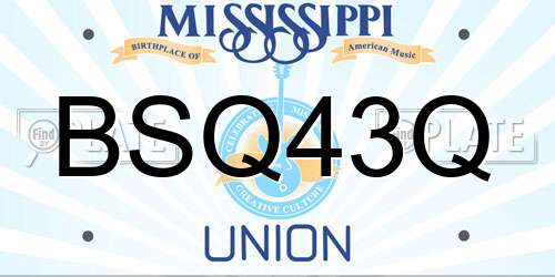 BSQ43Q Mississippi License Plate