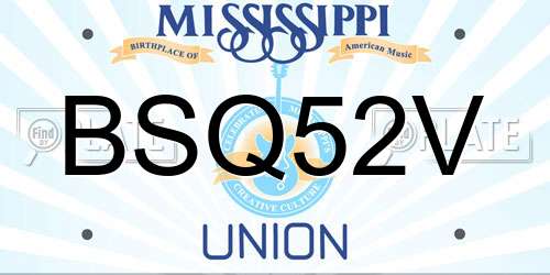 BSQ52V Mississippi License Plate