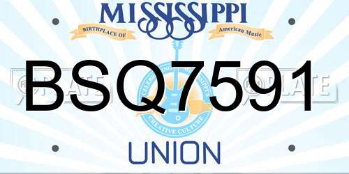 BSQ7591 Mississippi License Plate
