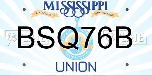 BSQ76B Mississippi License Plate
