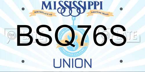 BSQ76S Mississippi License Plate