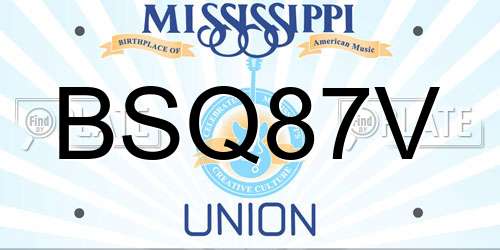 BSQ87V Mississippi License Plate