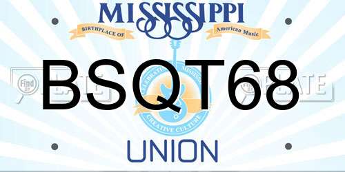 BSQT68 Mississippi License Plate