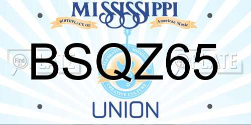 BSQZ65 Mississippi License Plate