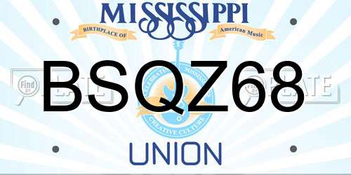 BSQZ68 Mississippi License Plate