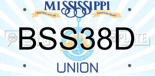 BSS38D Mississippi License Plate