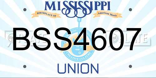 BSS4607 Mississippi License Plate