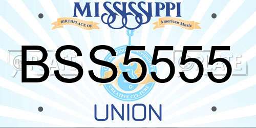 BSS5555 Mississippi License Plate