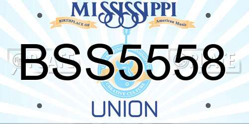 BSS5558 Mississippi License Plate