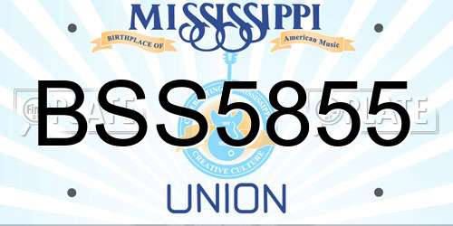 BSS5855 Mississippi License Plate