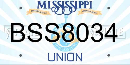 BSS8034 Mississippi License Plate