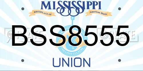 BSS8555 Mississippi License Plate
