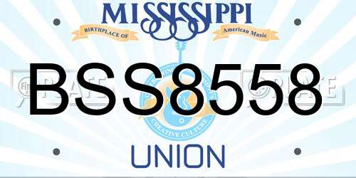 BSS8558 Mississippi License Plate