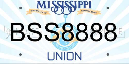 BSS8888 Mississippi License Plate
