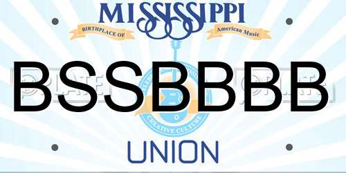 BSSBBBB Mississippi License Plate