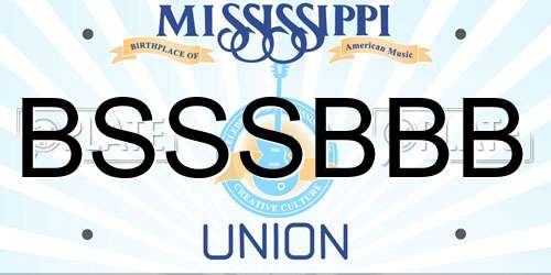 BSSSBBB Mississippi License Plate