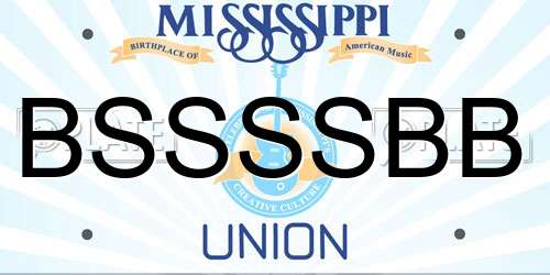 BSSSSBB Mississippi License Plate