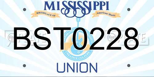 BST0228 Mississippi License Plate