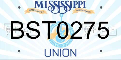 BST0275 Mississippi License Plate