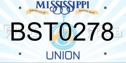 BST0278 Mississippi License Plate