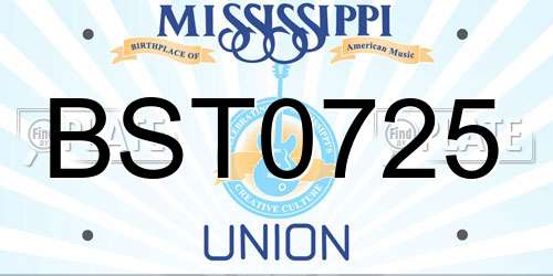 BST0725 Mississippi License Plate