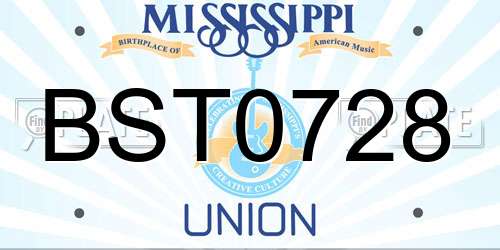 BST0728 Mississippi License Plate