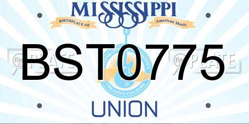 BST0775 Mississippi License Plate