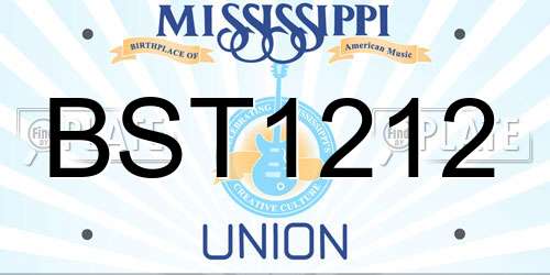 BST1212 Mississippi License Plate