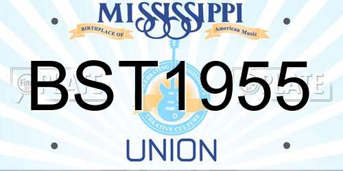 BST1955 Mississippi License Plate