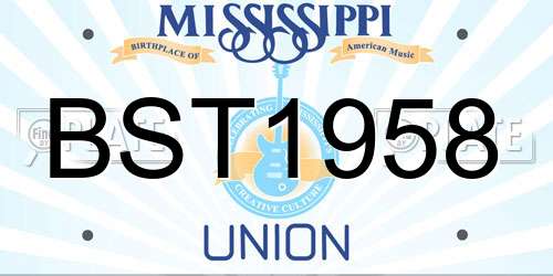 BST1958 Mississippi License Plate
