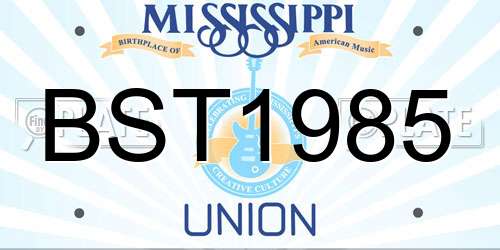 BST1985 Mississippi License Plate