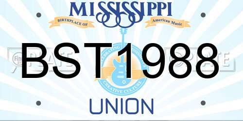 BST1988 Mississippi License Plate